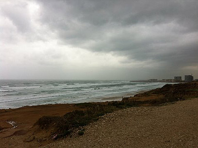 ענני סערה בחוף בהרצליה (צילום: אלינה סלוצקי ) (צילום: אלינה סלוצקי )