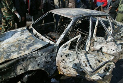 זירת פיצוץ מכוניות התופת בדמשק ()
