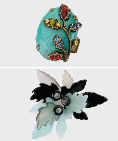 למעלה: טבעת טורקיז פרחים, אמארו; למטה: סיכת דש פרח: אורנה לאלו (צילום: מוטי פישביין, יבגני איוונוב) (צילום: מוטי פישביין, יבגני איוונוב)