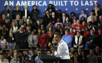 אובמה בכינוס בוויסקונסין. חשש מידיים כבולות בשנת בחירות (צילום: MCT) (צילום: MCT)