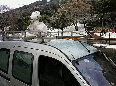 חלומות שלוקחים הביתה. איש שלג על גג המכונית  (צילום: מלכה אטליה) (צילום: מלכה אטליה)
