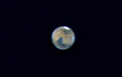 תמונה של המאדים, כפי שצולמה השבוע בעזרת טלסקופ SkyWatcher בקוטר 20 ס"מ ומצלמת רשת (צילום: דרור אבן ) (צילום: דרור אבן )