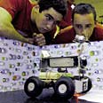 High schoolers with winning robot 