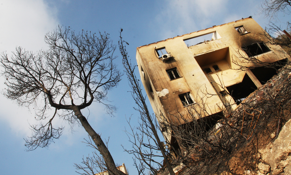 נזקי השריפה בבית אורן, לפני שנה. בתים נשרפו כליל (צילום: אבישג שאר-ישוב) (צילום: אבישג שאר-ישוב)