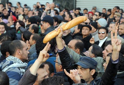 ההפגנות שהובילו למהפכה בתוניסיה  (צילום: AFP) (צילום: AFP)