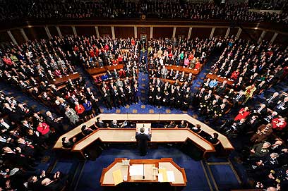 אובמה נואם לאומה בפני שני בתי הקונגרס, ארכיון (צילום: AFP) (צילום: AFP)