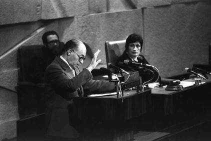 Menachem Begin addressing the Knesset in 1980. A bygone time of political debate. (Photo: GPO) (Photo: GPO)
