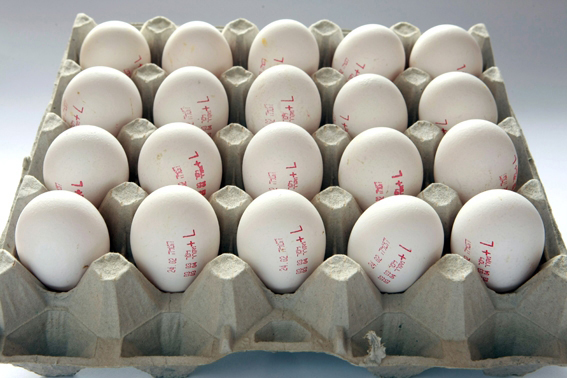 על גבי הביצים תמצאו תאריך ייצור ותפוגה ואם הן תוצרת חוץ: גם אותיות שמהוות קוד של שם מדינת ההטלה (צילום: צביקה טישלר) (צילום: צביקה טישלר)