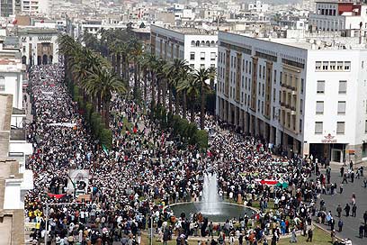 Anti-Israel rally in Morocco (Photo: Reuters)