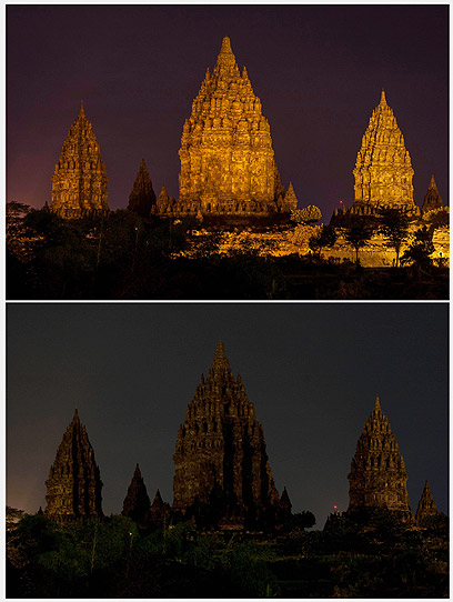 מקדשי אינדונזיה ללא תאורה (צילום: AP) (צילום: AP)