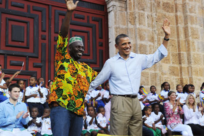 נשיא ארה"ב בביקורו בקולומביה (צילום: AFP) (צילום: AFP)