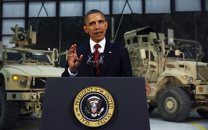 אובמה נואם בבסיס ליד קאבול, מאי 2012 (רויטרס) (רויטרס)