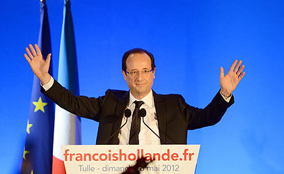 "הצרפתים בחרו בשינוי". הולנד בנאום הניצחון  (צילום: AFP) (צילום: AFP)