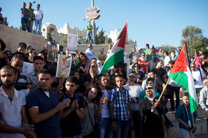 הפגנה בשער שכם בירושלים (צילום: אוהד צויגנברג) (צילום: אוהד צויגנברג)