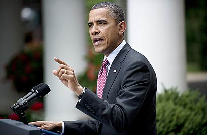 אובמה מכריז על המדיניות החדשה, בגן הוורדים בבית הלבן (צילום: AFP) (צילום: AFP)