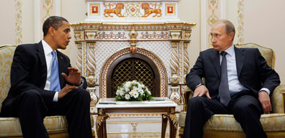 פוטין ואובמה במפגש בקדנציה הקודמת. יתראו שוב ביוני (צילום: AP) (צילום: AP)