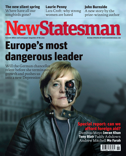 מרקל כ"מחסלת" על שער עיתון שמאל. "המנהיגה המסוכנת באירופה" (צילום: רויטרס) (צילום: רויטרס)