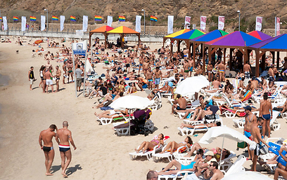 Hilton Beach during Pride Week. The whole place might be better off if folks of different stripes mixed it up a bit more (Photo: Omer Shalev)