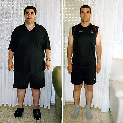 לאט לאט עולים במידות הבגדים. אביוני לפני הדיאטה (שמאל) ואחריה (צילום: חגית אביוני) (צילום: חגית אביוני)