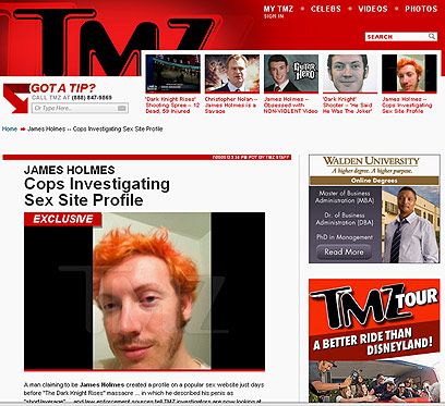 היורה ג'יימס הולמס צבע שערו ואמר לשוטרים: "אני הג'וקר" ()