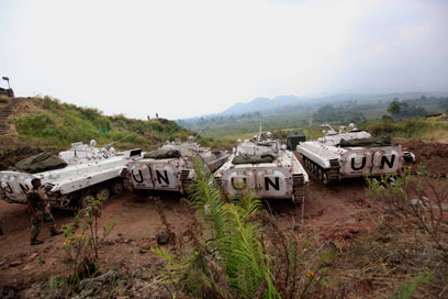משוריינים של האו"ם ליד העיר גומה (צילום: רויטרס) (צילום: רויטרס)