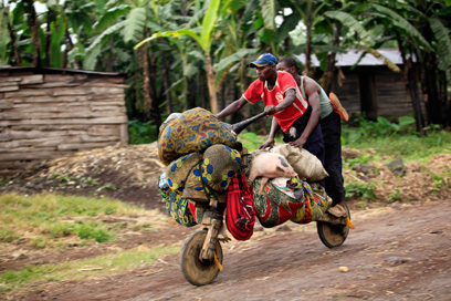 אורזים צרורות ונמלטים מהלחימה בגומה (צילום: רויטרס) (צילום: רויטרס)