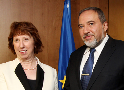 EU's Ashton with FM Lieberman (Archive photo: AFP)