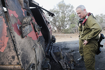 IDF chief Gantz near armored vehicle (Photo: IDF)