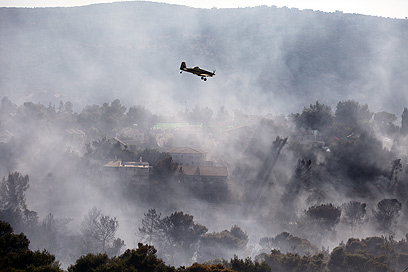 מטוס כיבוי מעל השריפה בקריית טבעון (צילום: אבישג שאר-ישוב) (צילום: אבישג שאר-ישוב)