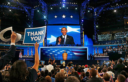 נשיא ארה"ב נואם בוועידה הדמוקרטית, בשבוע שעבר (צילום: רויטרס) (צילום: רויטרס)