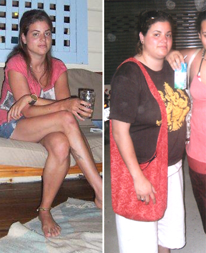 "לא חוזרת אף פעם להיות שמנה". גל שלזינגר לפני (ימין) ואחרי הדיאטה ()