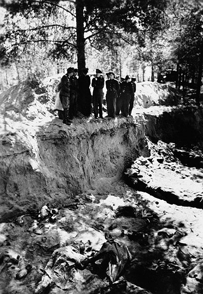 קבר אחים ביער קאטין שפונה כמעט לחלוטין, 1952 (צילום: AP) (צילום: AP)