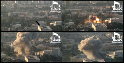 הפיגוע בבסיס בדמשק אתמול (צילום: AFP) (צילום: AFP)