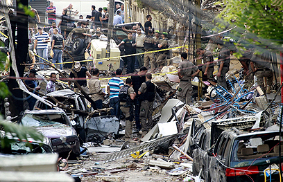 זירת הפיגוע בביירות (צילום: AFP) (צילום: AFP)