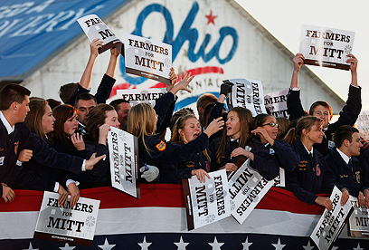מדינה בעלת מסורת רפובליקנית. תומכי רומני בסידני, אוהיו (צילום: AP) (צילום: AP)