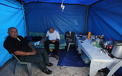 מקווה שלא יצטרך להחריף המאבק. בוסקילה באוהל (צילום: גיל יוחנן) (צילום: גיל יוחנן)