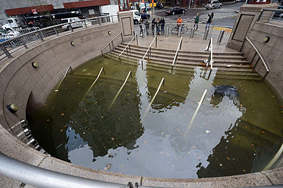 Flooded subway station in Battery Park (Photo: AFP)