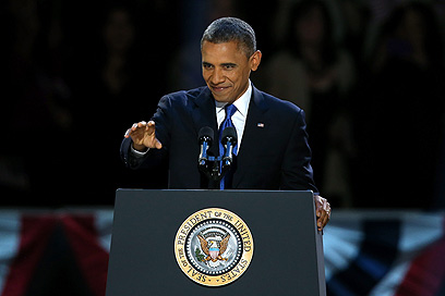 מתכנן נקמה? אובמה בנאום הניצחון, הבוקר (צילום: AFP) (צילום: AFP)