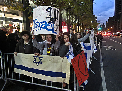 מפגינים בעד ישראל בניו יורק (צילום: ישראל עצמון) (צילום: ישראל עצמון)