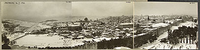 ירושלים בשלג, צילום פנורמי משנת 1941 (מתוך הארכיון) (צילום: באדיבות רשות העתיקות) (צילום: באדיבות רשות העתיקות)