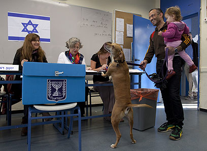 לפני הטיול, קופצים להצביע עם הילדים והכלב (צילום: EPA) (צילום: EPA)