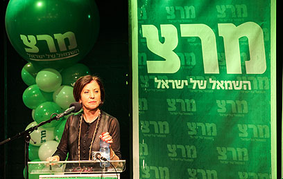 זהבה גלאון במטה מפלגת מרצ, הלילה (צילום: אבישג שאר- ישוב) (צילום: אבישג שאר- ישוב)