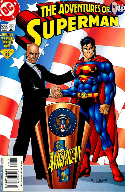 סופרמן ולקס לות'ר. לא מזכירים את לפיד ושלח? (עטיפת הקומיקס) (עטיפת הקומיקס)