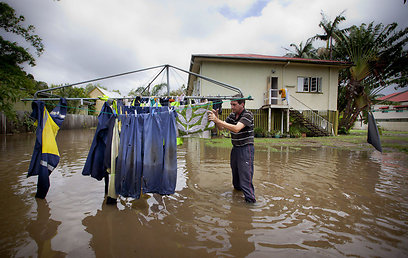 הכביסה לא מתייבשת בניומרקט, פרבר של בריסביין (צילום: AFP) (צילום: AFP)