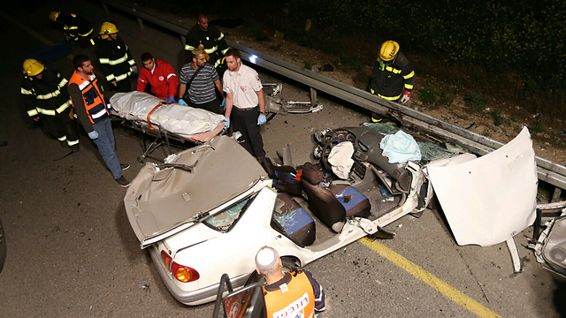 כביש 71 - תאונה קטלנית ליד בית השיטה (צילום: חגי אהרון) (צילום: חגי אהרון)