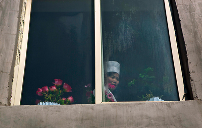 תפתח חלון. אחות במרפאה בפיונגיאנג (צילום: AP) (צילום: AP)