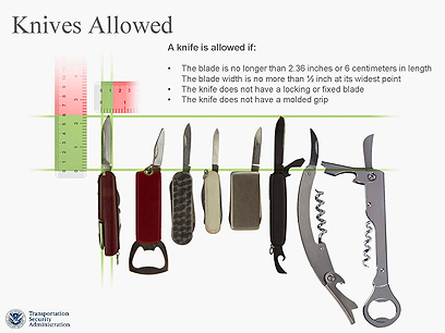 סכינים שמותר לשאת במטוס על פי ההנחיות החדשות (צילום: רויטרס) (צילום: רויטרס)
