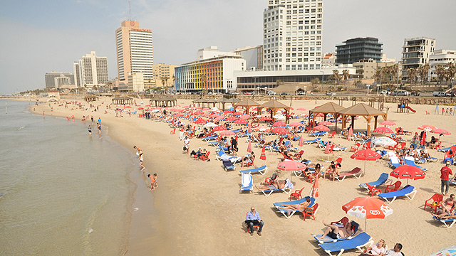 חוף תל-אביב. עדיף לשתות מים (צילום: ירון ברנר) (צילום: ירון ברנר)