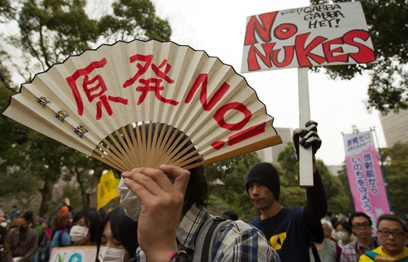 מפגינים בטוקיו. "אני עושה זאת למען ילדיי" (צילום: EPA) (צילום: EPA)