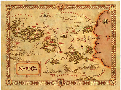 המפה של "נרניה". הוספה לסדרת הספרים בשנות ה-70 ()